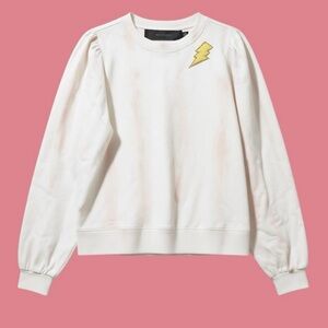 NWT tie dye Puff sleeve sweatshirt with Lightning Bolt Patch size large